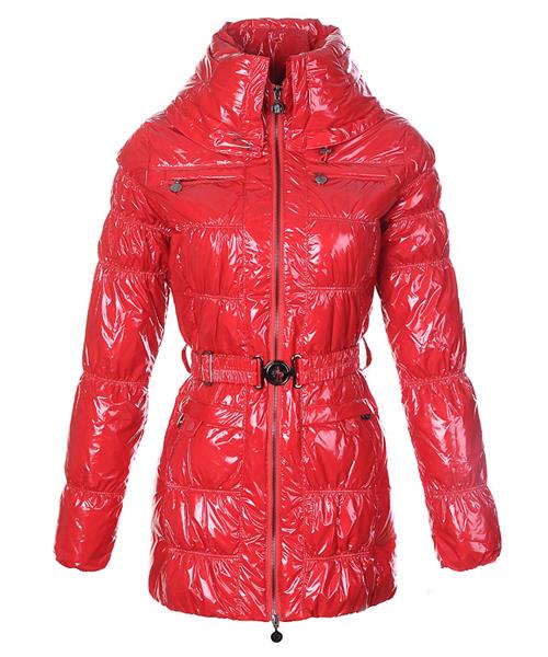 moncler down coats skinny zip dekorative belt red For Billig qvbaj