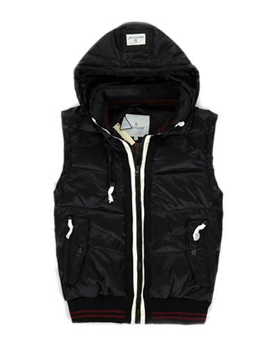 moncler down menn vester med hat svart Ny Online gzprs