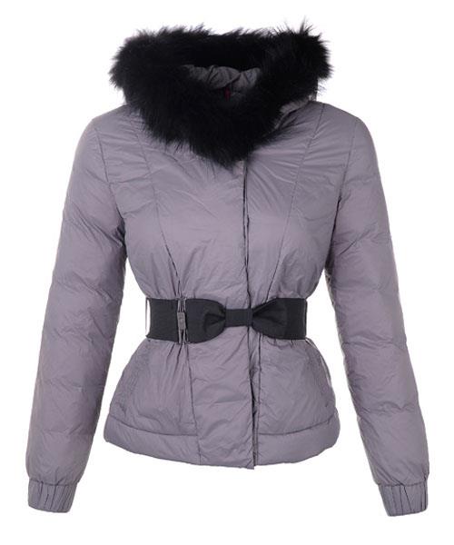 moncler fashion leisure jacket kvinner long sleeve belt grey Online Klesmerke xb5vv