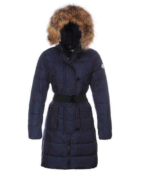 moncler genevrier kvinner coats hooded long dark blue Salg På Nettet e497a