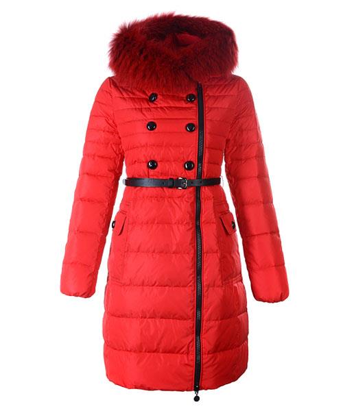 moncler herisson fashion coat womens long red Elg Billig fxp1x