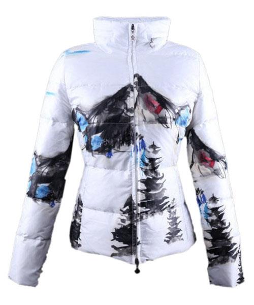 moncler illustrated top quality jacket kvinner hvit blå short Salg For Billig m9fdr