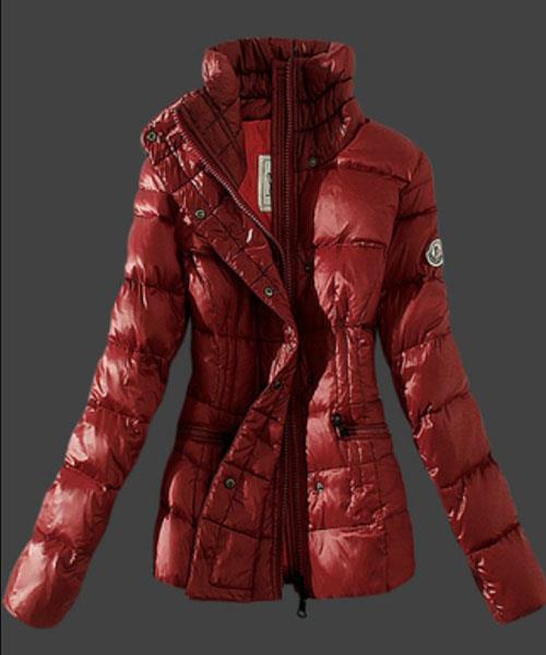 moncler kvinner down jakker stand collar red Klesbutikk Linjer nohag