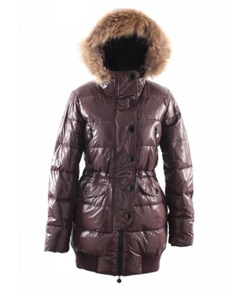 moncler loire coat kvinner fur hoodie glidelås med knapp ddark coffee Toronto 8dtv0