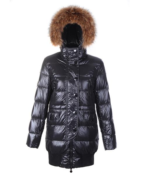 moncler loire coat kvinner fur hoodie glidelås med knapp svart Temperament 2v79u