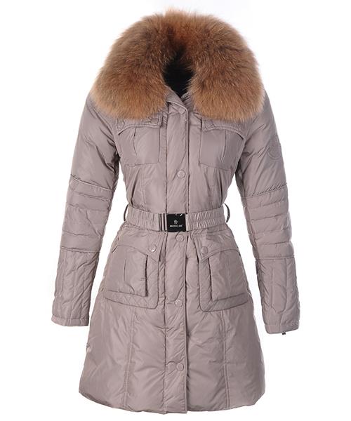 moncler marmelade womens down coats pels krage med belt coffee Atmosfære 30ajo