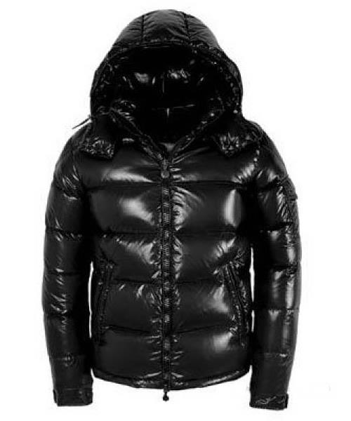 moncler maya winter down jacket mens short glossy zip svart Brilliant 95jim