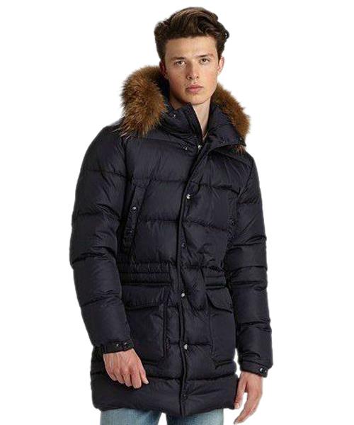 moncler menn coat navy blå enkeltspent Klesbutikk Linjer 4o3hr