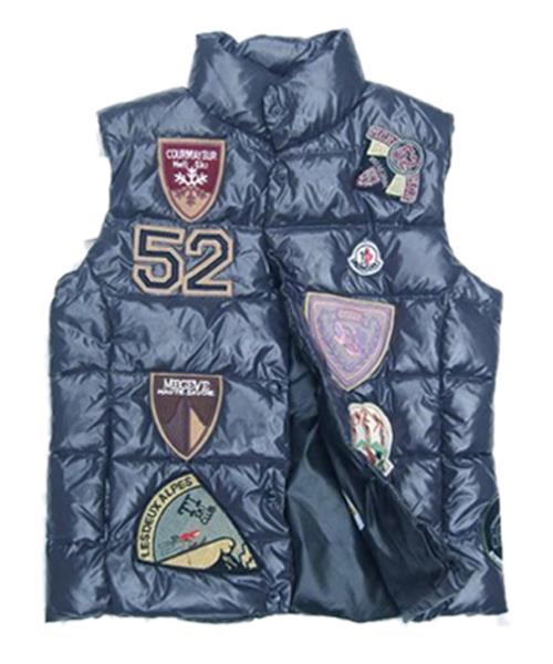 moncler multiple logo kvinner down vest kort blå Pene Klær 6pkf6