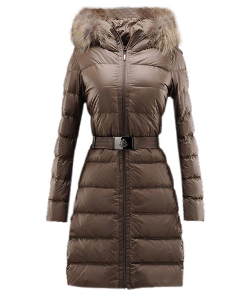 moncler nantesfur top quality kvinner coat belt dekor brown Opprinnelige Stilen yasyg