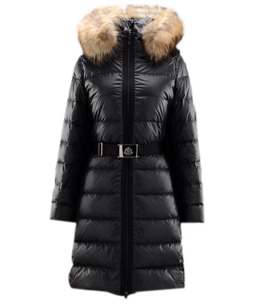 moncler nantesfur top quality kvinner coat belt dekorasjon svart Tilbud Salg q1aui