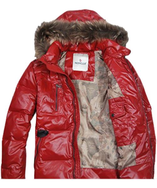 moncler ned jakker menn zip raccoon fur collar red Fashion Vintage qlq6h