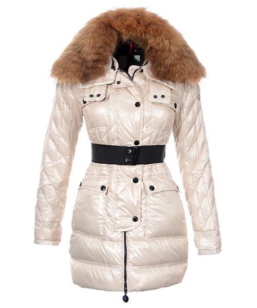 moncler safran coats kvinner skinnende stoff beige long Rosa Opprinnelige yasdm