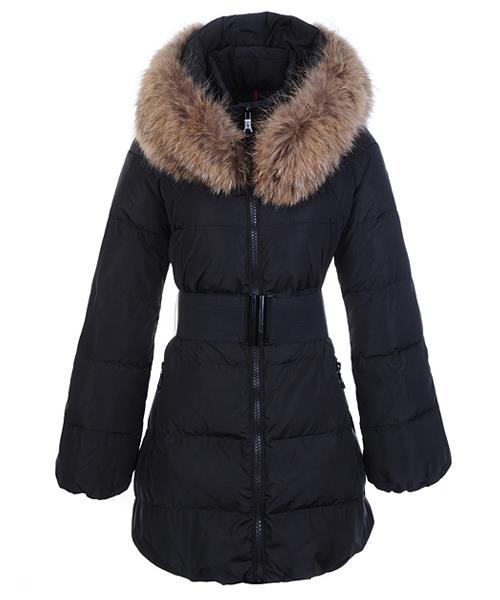 moncler sauvage kvinner ned frakk fur collar long black Mote Kul ubavw