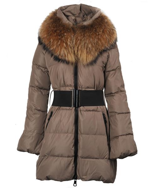 moncler sauvage kvinner ned frakk fur collar long brown Til Deg vfiet