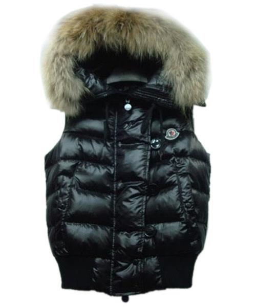 moncler tarn womens down vest rabbit hatter zip svart Spesialtilbud zxr3t