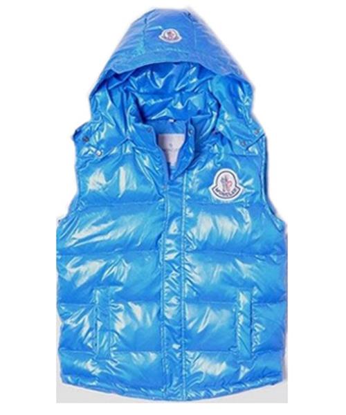 moncler vest kvinner kort ermer button hat blå Kvalitet ijmuz