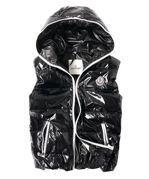 moncler vest unisex glossy hooded zip svart Casual Klær 6xh33