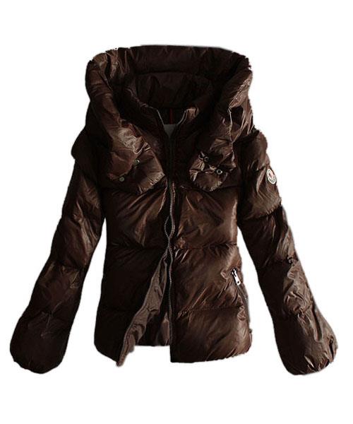 moncler vinter jakker kvinner pure color coffee dobbel krave Engros r4uio