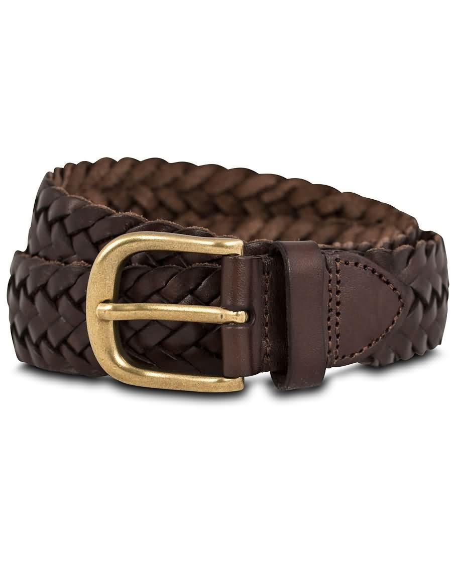 morris braided leather 4 cm belt dark brown uxarf