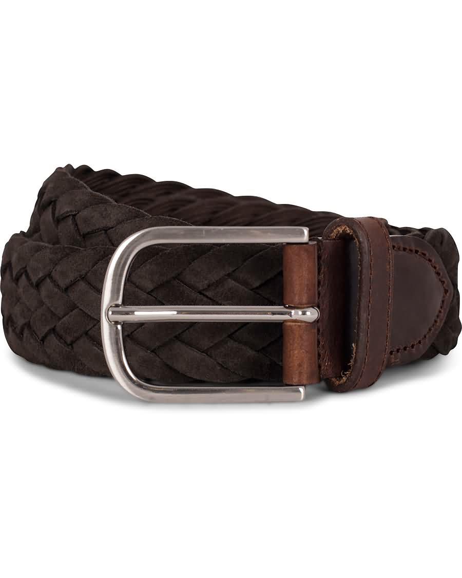 morris heritage braided suede 4 cm belt dark brown gbgjs