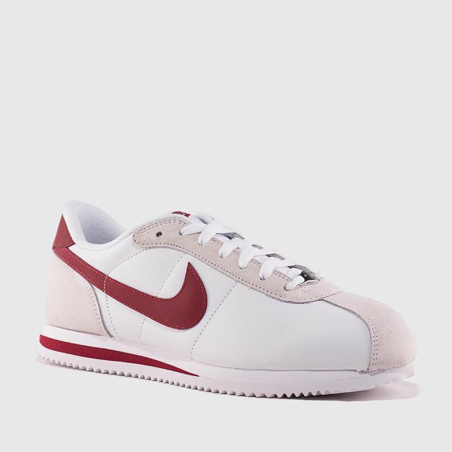 nike cortez basic leather 06 menn hvitteam rød sko Kvalitet yce02