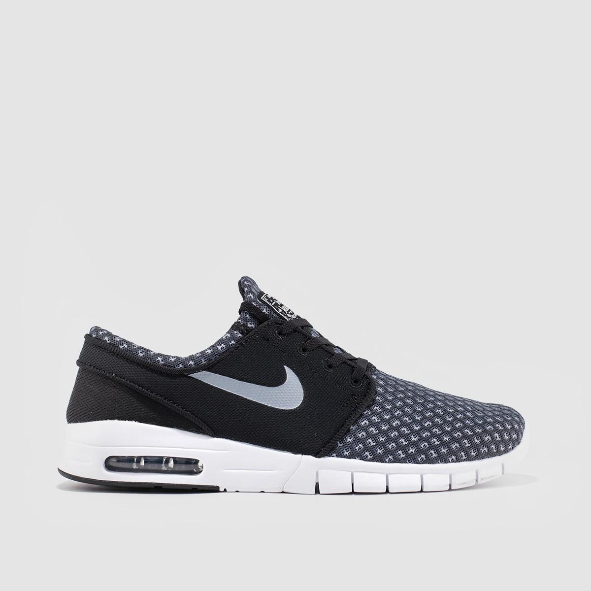 nike sb stefan janoski max menn svartehvitmtlckul grå sko Mote Kul biuc1