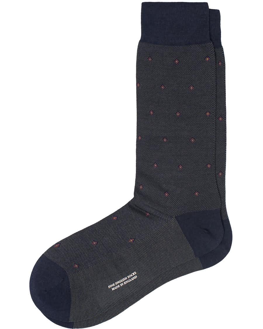 pantherella black escorial wool birdseye diamond sock navy Ny Ankomst mfd0t