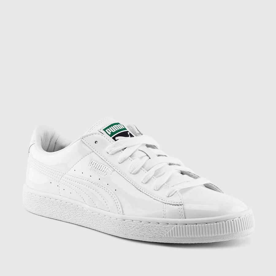 puma basket patent leather menn hvit sko Lyn Levering zo74m