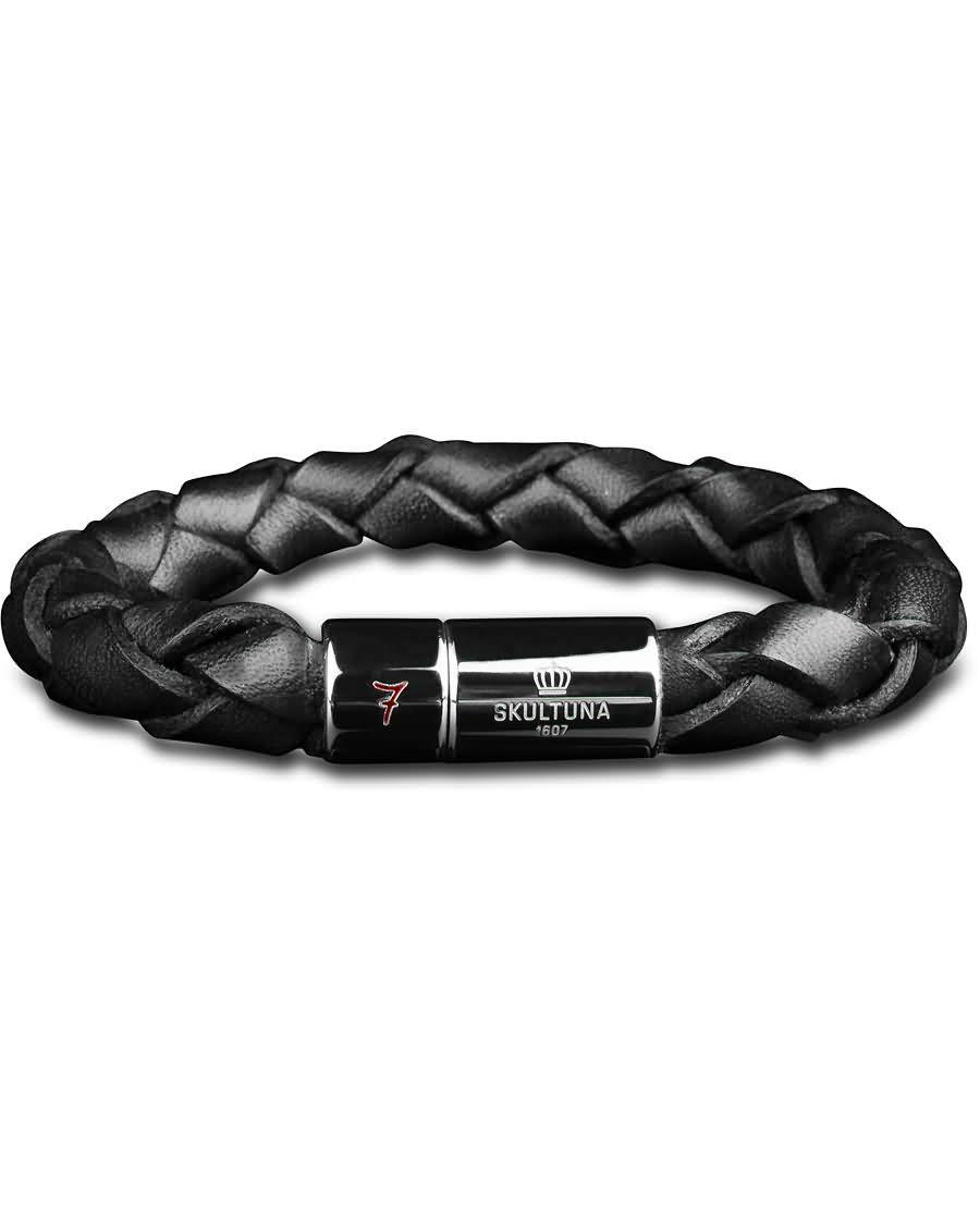 skultuna leather bracelet plaited 7 by lino ieluzzi black psw4t