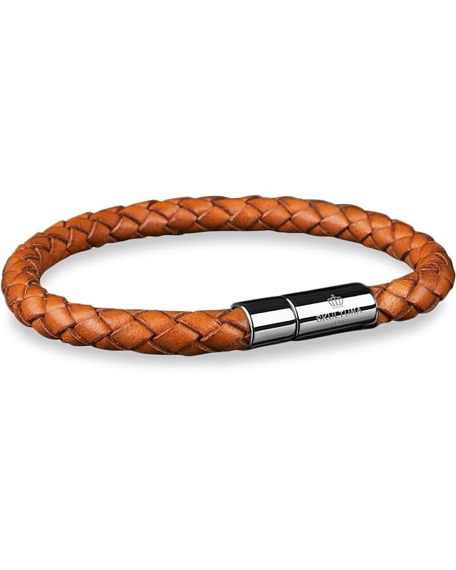 skultuna one row leather bracelet brown steel uyz3m