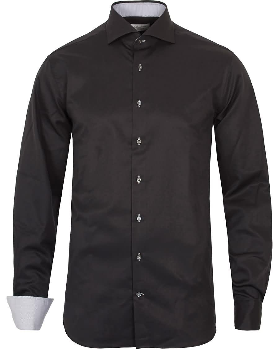 stenströms fitted body contrast shirt black Undertøy Salg raehx