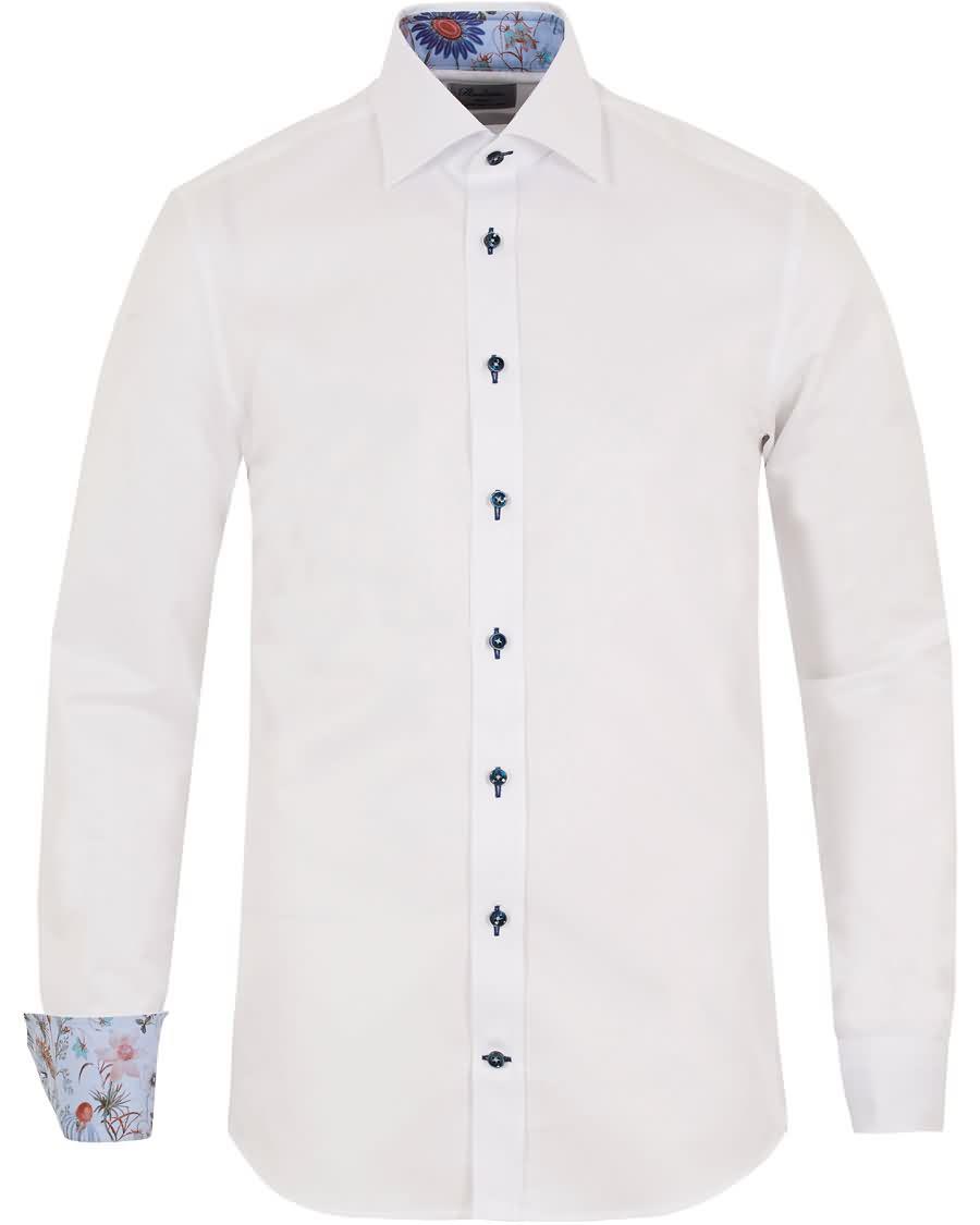 stenströms slimline contrast flower shirt white Hipster Klær cl4r1