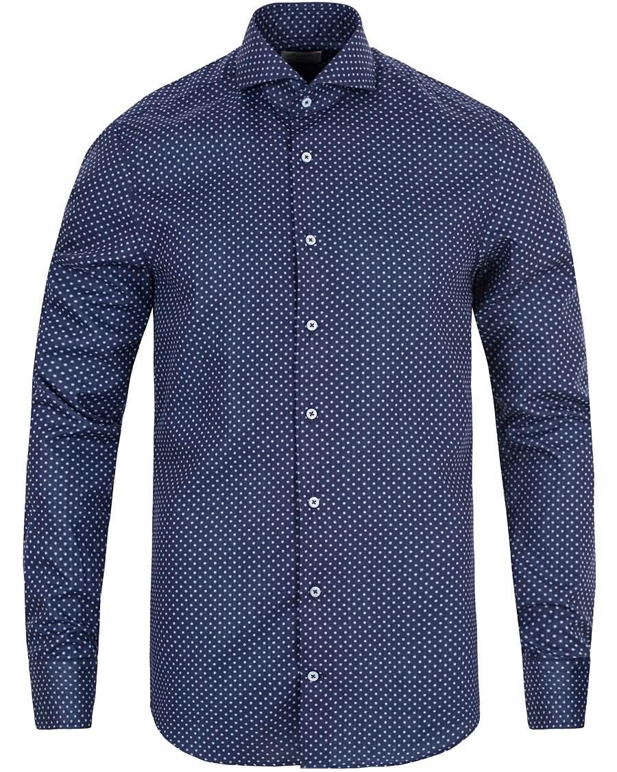 stenströms slimline dot shirt blue Virkelig Billig 3616k