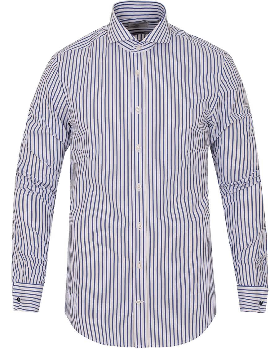 stenströms slimline striped double cuff shirt whiteblue Avansert ksbia