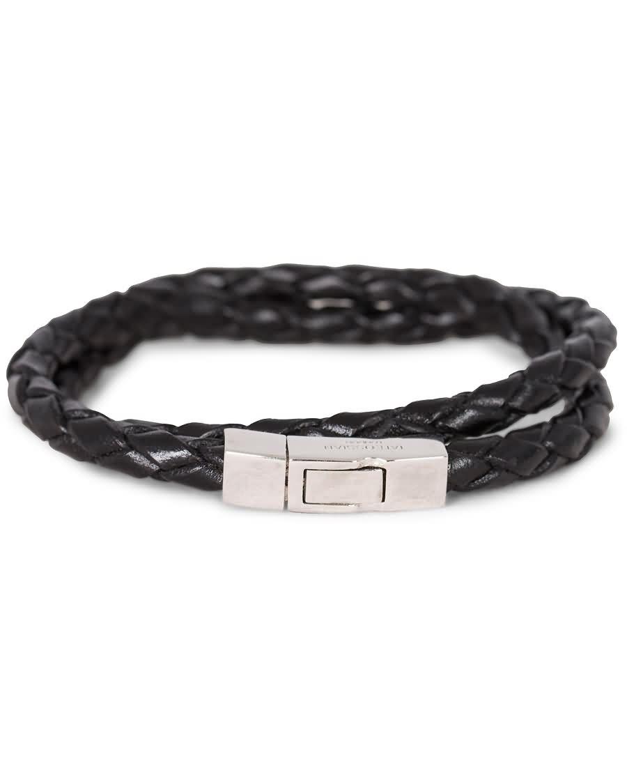 tateossian scoubidou double leather bracelet black xeejb