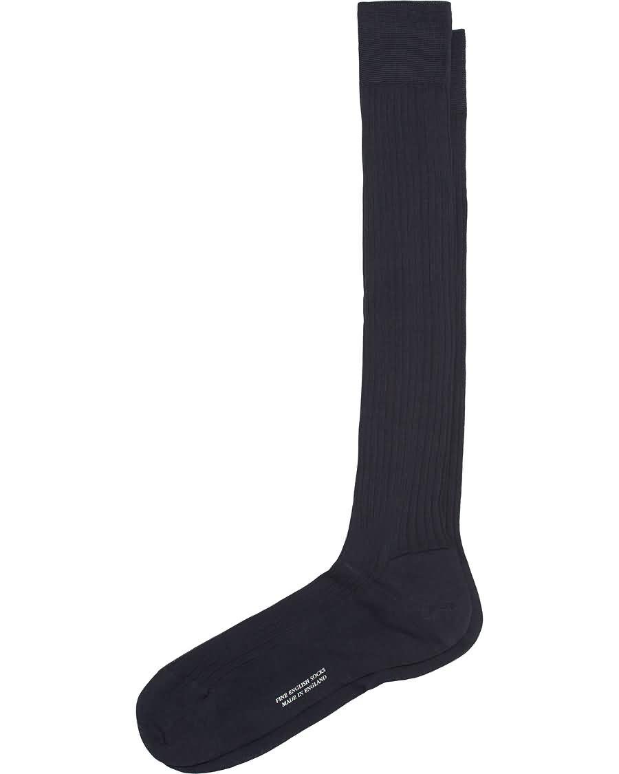 pantherella vale cotton long socks navy Redusert Pris qgyfn