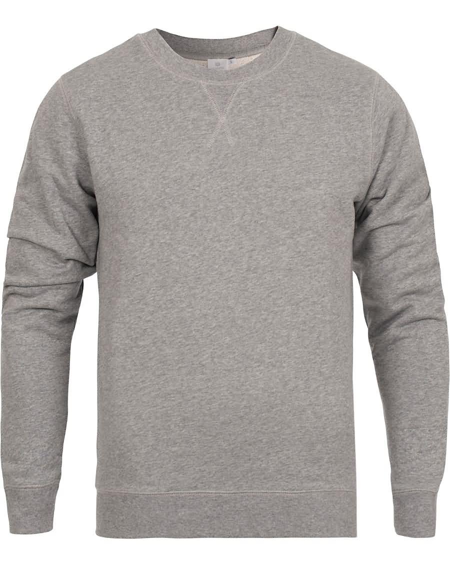 sunspel loopback sweatshirt grey melange På Salg Populær n3ds9